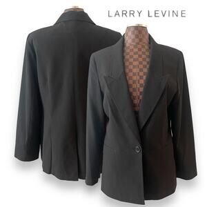 Larry Levine Ladies Blazer Black Stretch Large 1-Button Jacket Suit Workwear
